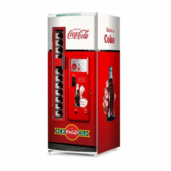 Envelopamento Geladeira Adesivo Frente Lados MD150 Tema CC120 Maquina Retro CocaCola