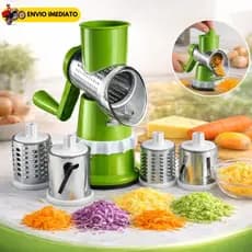Ralador Cortador Fatiador Manual de Legumes e Vegetais Giratório 3 em 1 Lâminas Inox