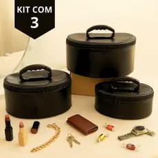 Maleta Kit Com 3 Frasqueiras Necessarie Organizadora Para Maquiagem Viagem Feminina Masculina