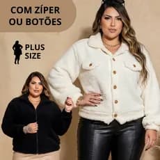 Jaqueta Feminina Casaco Plus Size Teddy Peludo Moda Inverno