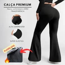 Calça Feminina Flare PREMIUM Super Grossa Peluciada Flanelada ZERO Transparência