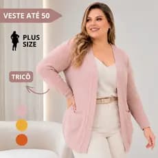 Cardigan Tricot Plus Size Feminino Blusa Kimono Casaco Manga Longa