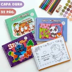 Livro De Colorir Capa Dura 32 Páginas Cute Espiral Infantil Temas Personagens