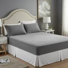 Jogo De Lençol Casal / Queen / King 3 Peças Plush Manta Flannel - Cinza