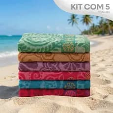 Kit de Toalhas de Banho Estampada Grande 140x70cm Praia e Piscina | Felpuda Macia Verão - Sortidas