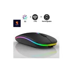Mouse Sem Fio Recarregável Wireless Led Rgb 2.4ghz Bluetooth Silencioso Para Pc Desktop Notebook Tablet Smart
