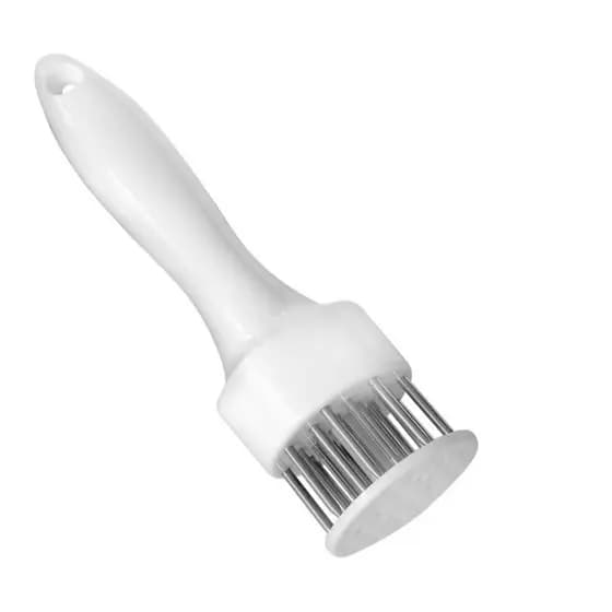 Batedor Amaciador de Carne Base plastica e espeto em Inox - branco