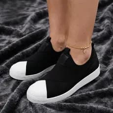 Calçado Feminino Elástico Confortável Calce Fácil Sola Costurada Slip On Casual e Academia