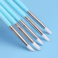 5pcs Conjunto De Boleador E Pincel De Silicone Com Duas Pontas De Unha Manicure Nail
