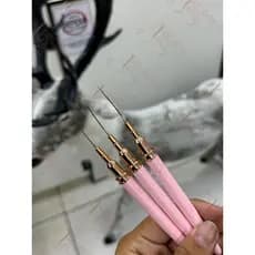 kit com 3 pinceis com tampa profissional fino para unha