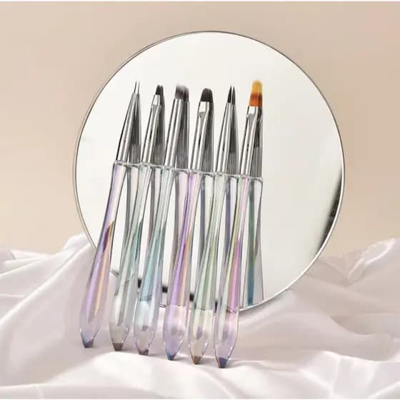 Kit Com 6 Pincel Holografico Gota Para Nail Art Alongamento