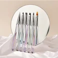 Kit Com 6 Pincel Holografico Gota Para Nail Art Alongamento