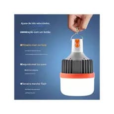 Lâmpada recarregável led grande capacidade bateria de longa duração retrátil 100w e 200w