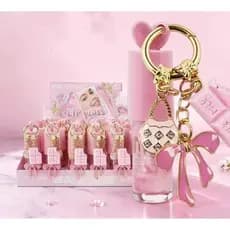 Lip Gloss com chaveiro rosa luxo