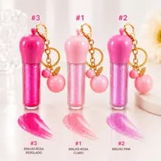 Lip Gloss Chaveiro Maçã Gloss Labial Glitter Hidratante