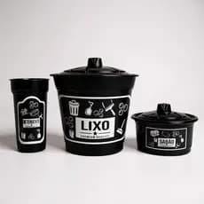 Kit Pia 3 Peças – Lixeira, Porta Sabão e Detergente em Plástico