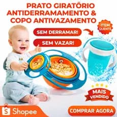 Kit Alimentação Bebê Anti Derrame Prato Mágico 360° mais Copo Antivazamento Introdução Alimentar