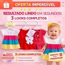 Kit 3 Vestidos Bebê Menina Roupas Infantil Feminina Confortável e Estilosa 3 á 6 Meses