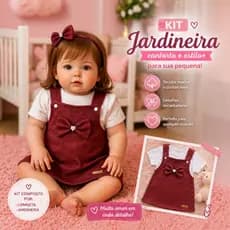 Jardineira Bebê Menina com Camiseta Básica Lisa Roupa Bebê Menina 3 á 6 Meses Laço na Frente