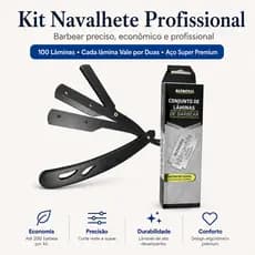 Kit Navalhete Profissional + 100 Lamina de Barbear Barbearia Premium Barba Que Vale por 200