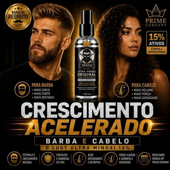 Tônico Capilar D’lust Ultra Minoxi 15% Ativos 120ml  Original Crescimento Acelerado Barba e Cabelo Sobracelha