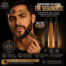 Caneta Preenchedora Barba Sobrancelha 4 Pontas Corretor de Falhas Masculino Premium Efeito Natural Fio a Fio