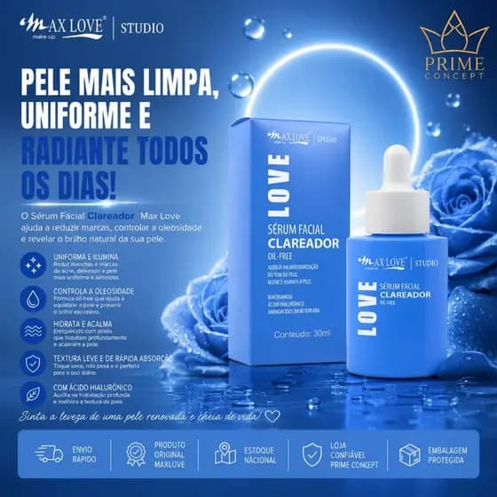Sérum Facial Clareador 30ml Max Love