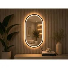 Espelho Led e Touch 3 tons de Led,  Dourado ou Preto ou Prata 70 cm