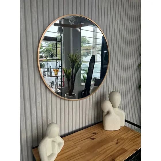 Espelho Decorativo Redondo Sem Alça de 60 cm Dourado ou Preto