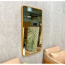 Espelho Retangular 70x50 com Moldura em Aluminio Dourado