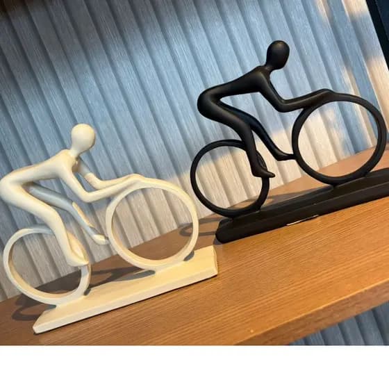 Estatueta Ciclista  Decoração Moderna Escultura em Resina