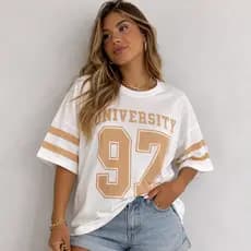 Blusa Feminina Max University 97 Estilo Casual Confortável e Moderno 100% Algodão para o Dia a Dia