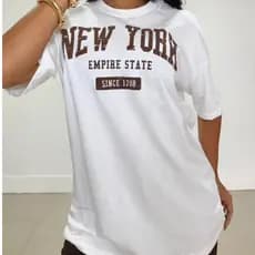 Camiseta Max Feminina Oversized Estampa New York Confortável 100% Algodão Estilo e Modernidade