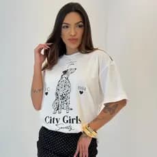 Camiseta Max Blusa Feminina Estampa City Girls Confortável 100% Algodão Estilo e Modernidade