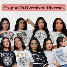 Cropped Oversized Feminino Estampas Diversas 100% Algodão Estilo Confortável e Moderno para o Dia a Dia