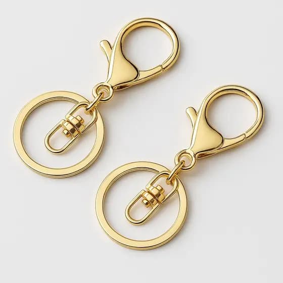 Kit 25 Argola de Chaveiro Premium 30MM Com Mosquetão Dourado Ouro Banhado Artesanato