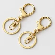 Kit 25 Argola de Chaveiro Premium 30MM Com Mosquetão Dourado Ouro Banhado Artesanato