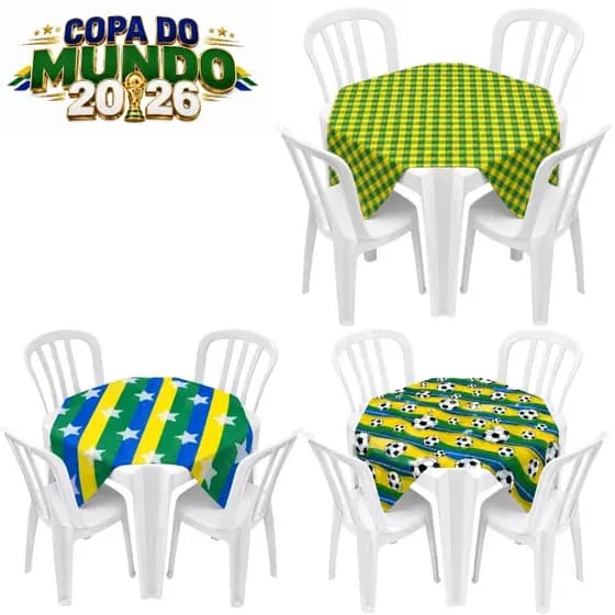 Kit 5 a 10 Toalhas de Mesa Copa do Mundo 2026 Fifa Decoração Brasil Estampado 70x70cm