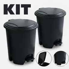 Kit 2 Lixeira Banheiro Pedal 7 Litros Plástico Escritório Lixeira Banheiro Escritório