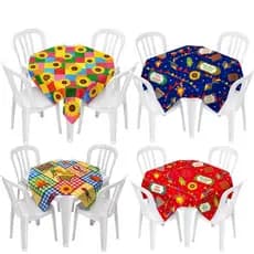 Kit 4 a 12 Toalhas de Mesa Festa  Festa Caipira Arraia TNT Estampado 70x70 Cm Festas