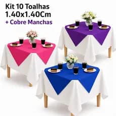 Kit 5 a 15 Toalhas de Mesa Toalhas 1,40x1,40m + 15Cobre Manchas 70x70cm TNT Aniversario Festa Decoração