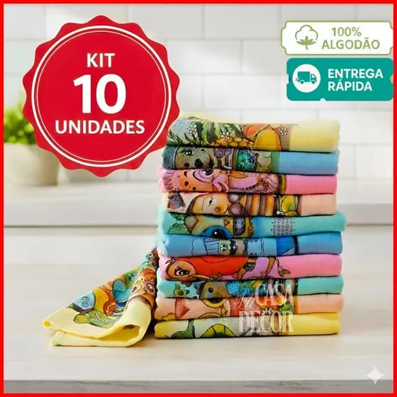Kit 10 Panos Prato PROMOÇÃO Pano de Pia 100% Algodão Oferta