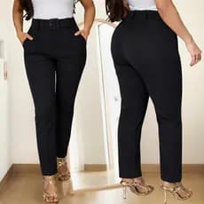 Calça femininas Social Alfaiateria Cintura alta Skinny com cinto e bolso moda elegante super luxo