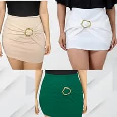 Short Saia Feminino com Fivela – Cintura Alta | Estilo Moderno e Confortável