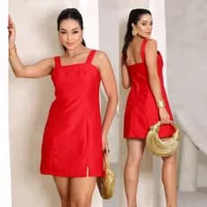 Vestido Macaquinho Alfaiataria Feminino Curto Elegante com Zíper nas Costas Roupa Feminina Casual Chic M G GG