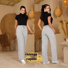 Calça Pantalona  Lanzinha Feminina Social Cintura Alta Com Bolso lateral leve e confortávelP ao GG