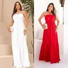 Vestido Longo Feminino Tomara Que Caia com Bojo e Lastex Moda Verão Elegante