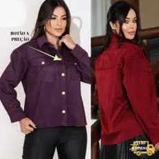 Jaqueta Feminina Suede Macia Botão Frontal | Casaco Moderno Estiloso Moda clasicaEnvio Rápido