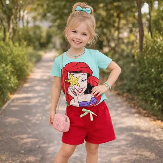 Conjunto Infantil Menina do Tamanho 02 ao 12 Anos | Conjunto Infantil e Juvenil Personagem | Roupa Menina Verão