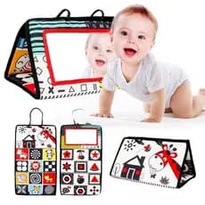 Brinquedos Para Bebês Espelho De Piso Duplo Desenvolvimento De Atividade Alto Contraste Sensorial